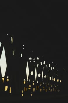 Metal bridge silhouette perspective view. industrial background