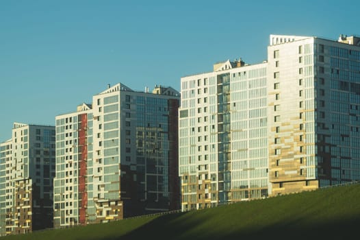 New constructed colorful building. modern residential construction