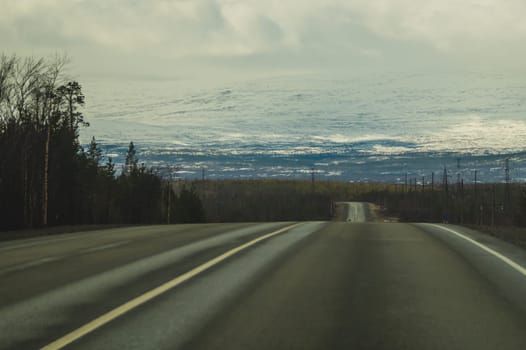 Mountain road. highway in mountains. long distance view