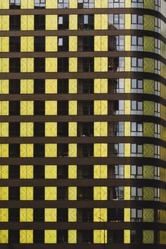 Modern building wall. detail of new constructed colorful building. modern residential construction
