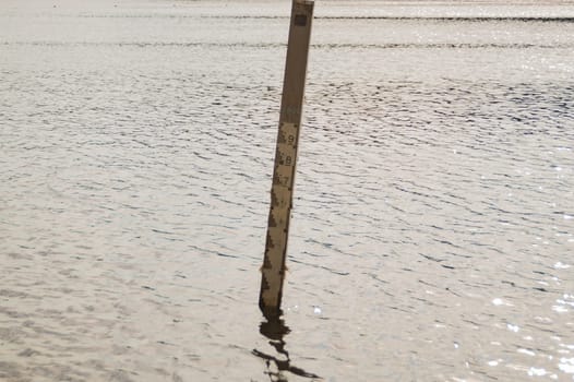 Water depth gauge. measurement level of water. measuring scale
