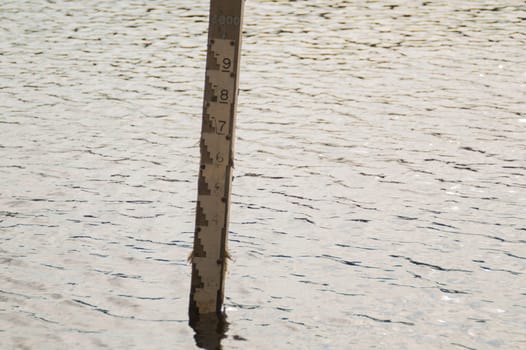 Water depth gauge. measurement level of water. measuring scale