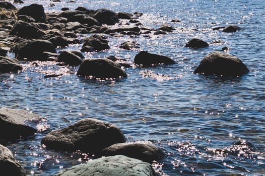 Rocks in the water landscape. stones in the lake background