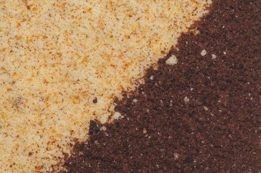 Cake top with powder close up. confectionery background