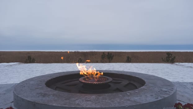 Eternal flame close up. symbol of victory in second world war
