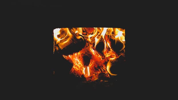 Burning wood in the stove. flame in the fireplace