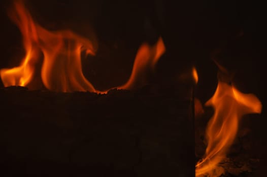 Burning wood in the fire. flame in the fireplace