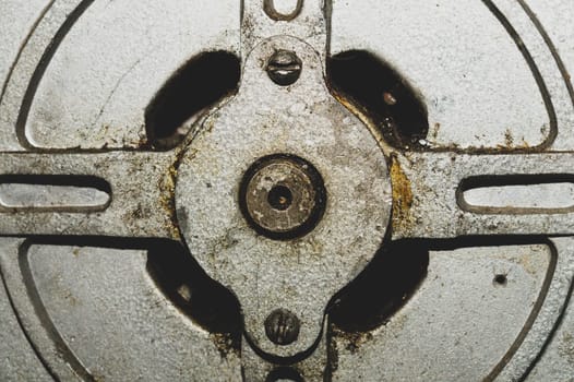 Dark rusty metal background. old steel detail close up