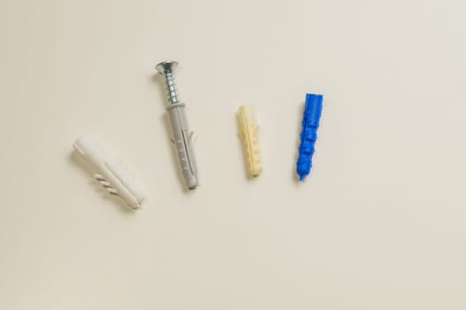 Steel screw on a white background. working tools