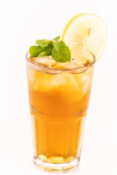 Ice lemon tea close up