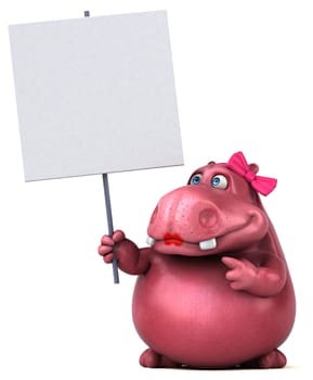 Pink Hippo - 3D Illustration