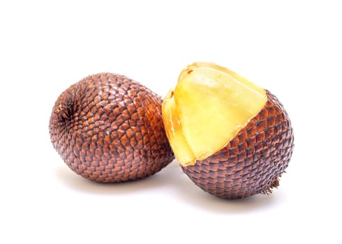 Ripe fruit of the litchi isolated on white background