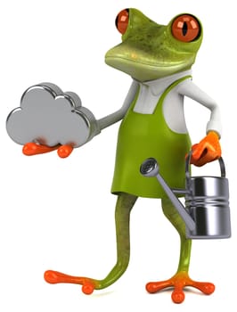 Fun frog gardener - 3D Illustration