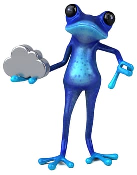 Fun blue frog - 3D Illustration
