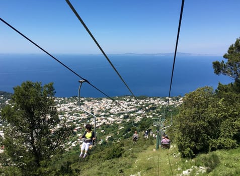 On the chairlift to Monte Solaro on Capri island