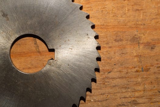 Circular saw blade. carpentry tools. industrial background. equipment for sawmill and sawing wooden products