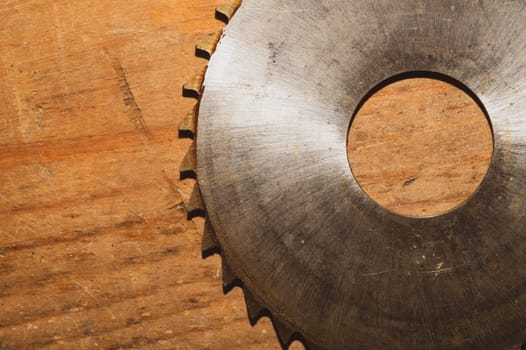 Circular saw blade. carpentry tools. industrial background. equipment for sawmill and sawing wooden products
