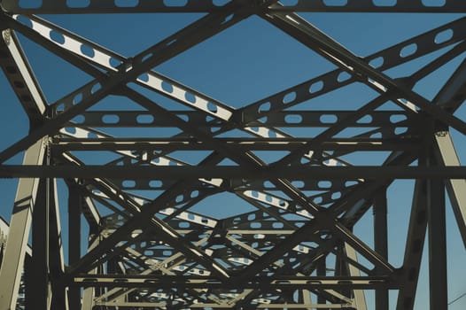 Railway bridge detail. steel construction background