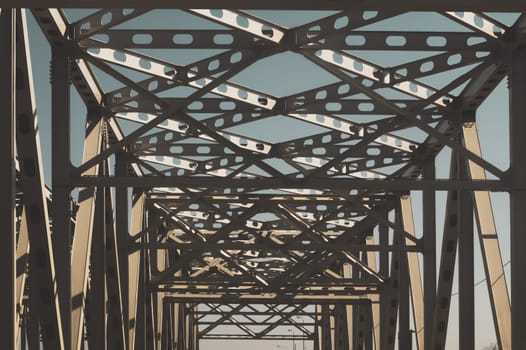 Railway bridge detail. steel construction background