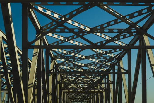 Railway bridge detail. steel construction background