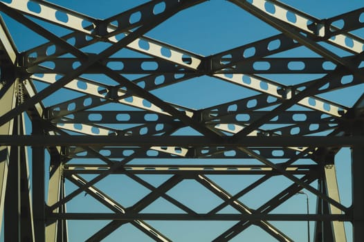 Railway bridge detail. steel construction background