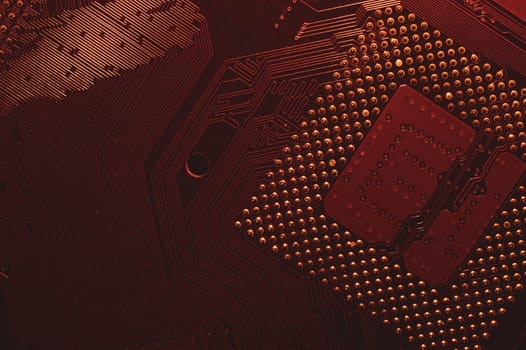 Processor pins macro. computer motherboard close up. cpu pins on a circuit board. micro elements of computer central processor unit. modern technologies abstract background