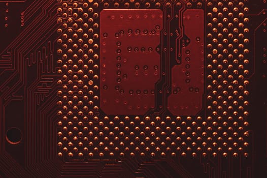 Processor pins macro. computer motherboard close up. cpu pins on a circuit board. micro elements of computer central processor unit. modern technologies abstract background