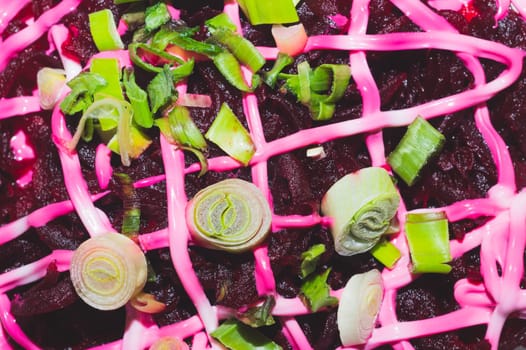 Beetroot salad with greenery. mixed vegetables
