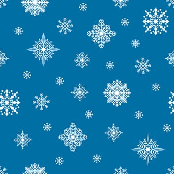 Christmas seamless pattern. Snow flakes backdrop. Tileable background for winter holidays. Graphic design element for packaging paper, prints, scrapbooking. Holiday themed design