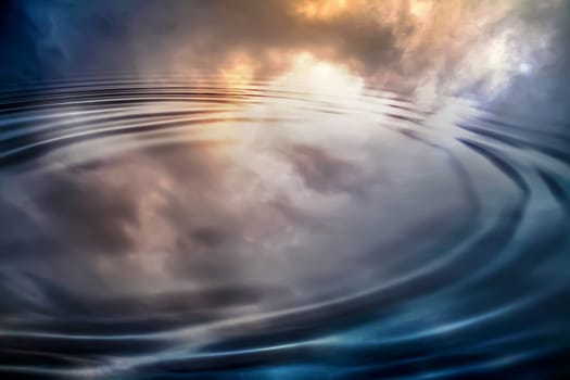 a reflection of sun in water