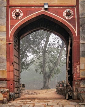 Gate inside the Batashewala Complex in New Delhi