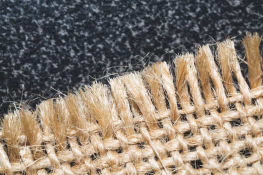 Linen cloth. flax material. sackcloth close up. copy space