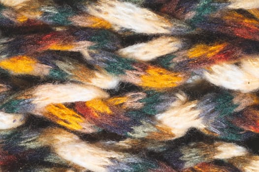 Colorful wool yarn. woolen fabric background. knitted textile close up