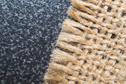Linen cloth. flax material. sackcloth close up. copy space