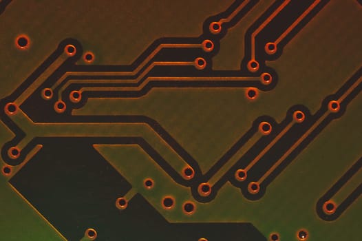 Electronic circuit board abstract background. computer motherboard close up. modern technologies. micro elements of computer with connections and traces. Intelligent technology