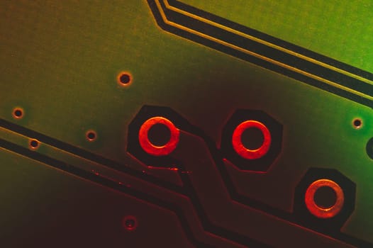 Electronic circuit board abstract background. computer motherboard close up. modern technologies. micro elements of computer with connections and traces. Intelligent technology