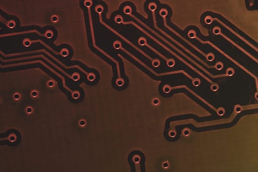 Electronic circuit board abstract background. computer motherboard close up. modern technologies. micro elements of computer with connections and traces. Intelligent technology