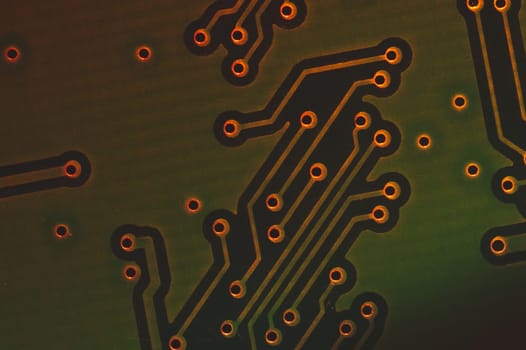 Electronic circuit board abstract background. computer motherboard close up. modern technologies. micro elements of computer with connections and traces. Intelligent technology