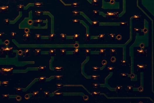 Electronic circuit board abstract background. computer motherboard close up. modern technologies. micro elements of computer with connections and traces. Intelligent technology