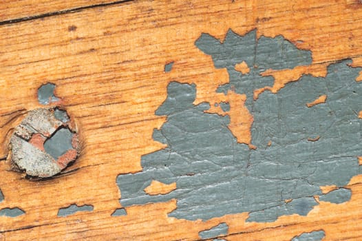 Wood background with nail. grunge wooden texture close up. old rough surface with shabby paint and scratches