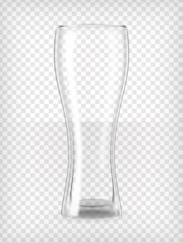 Tall empty beer glass. Transparent vector illustration.