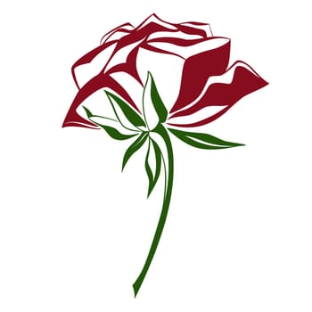 Rose flower sketch isolated on white, vector illustration