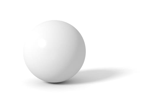 White glossy sphere with long shadow. 3D vector illustration.