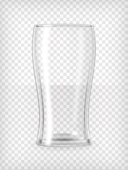 Empty beer glass. Realistic transparent vector illustration.