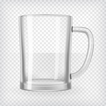 Empty beer mug. Realistic transparent vector illustration.