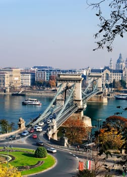 The Chain Bridge in Budapest, Hungary