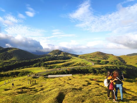 Qingtiangang, Taiwan-Oct 15, 2021: The natural source of alpine grasses is at Shangshan in Taipei City, Taipei City, Taiwan