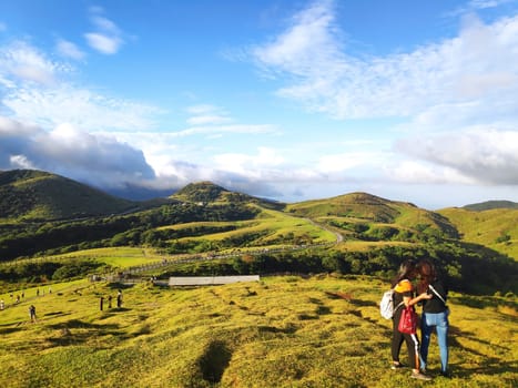 Qingtiangang, Taiwan-Oct 15, 2021: The natural source of alpine grasses is at Shangshan in Taipei City, Taipei City, Taiwan