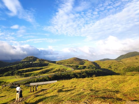 Qingtiangang, Taiwan-Oct 15, 2021: The natural source of alpine grasses is at Shangshan in Taipei City, Taipei City, Taiwan