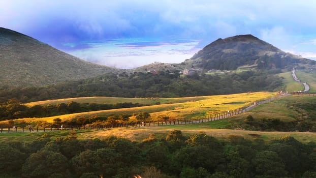 Qingtiangang, Taiwan-Oct 15, 2021: The natural source of alpine grasses is at Shangshan in Taipei City, Taipei City, Taiwan